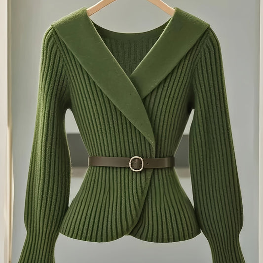 Autumn French Retro Long-Sleeve Sweater, Premium Chic and Stylish Lazy Style Green Fleece