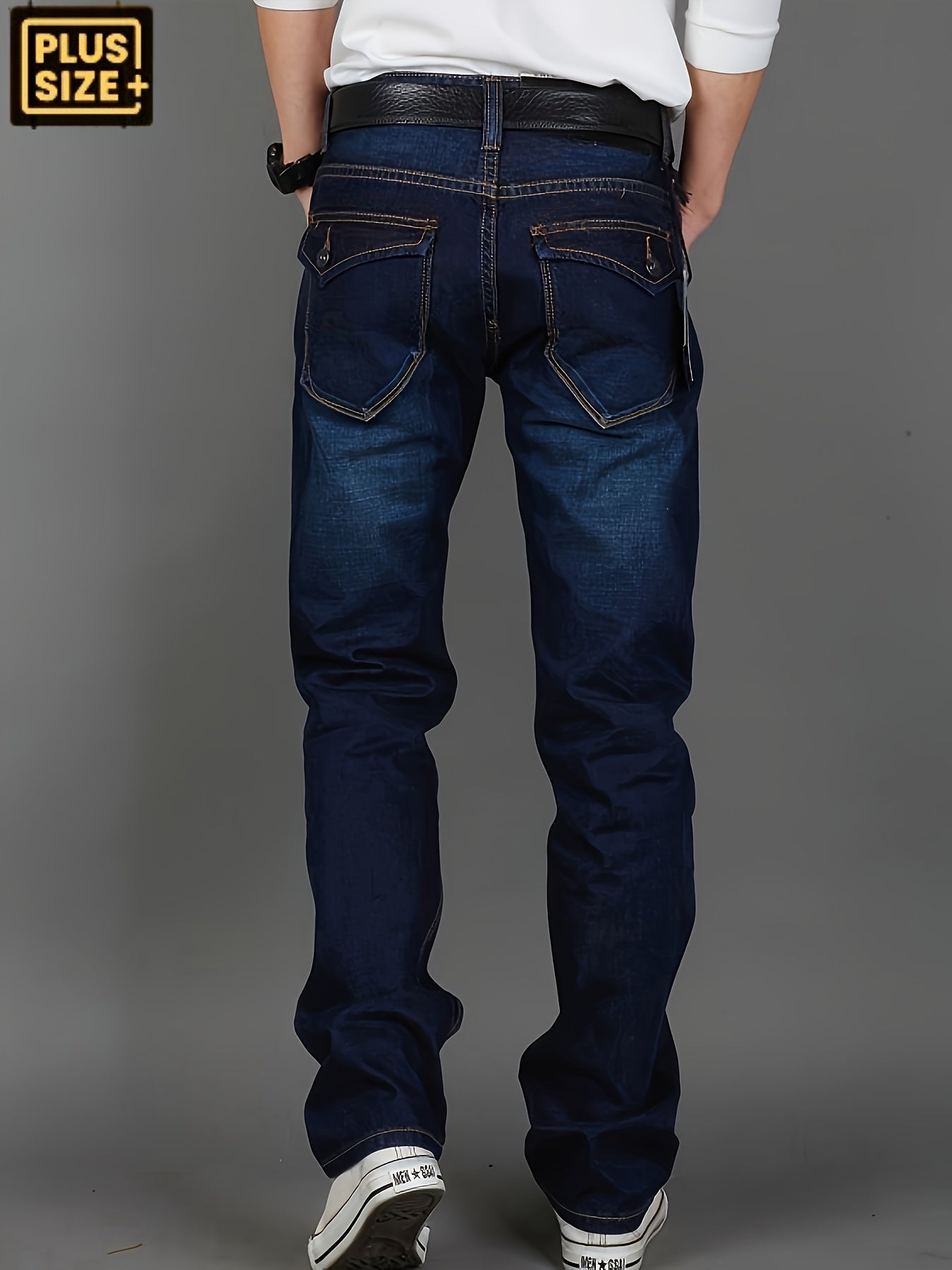 Plus Size Men's Jeans, Fashion Design Style, Comfortable Casual Long Pants for All Seasons, Stretch Straight-Leg Trousers, Simple Versatile Business Pants, PLUS SIZE