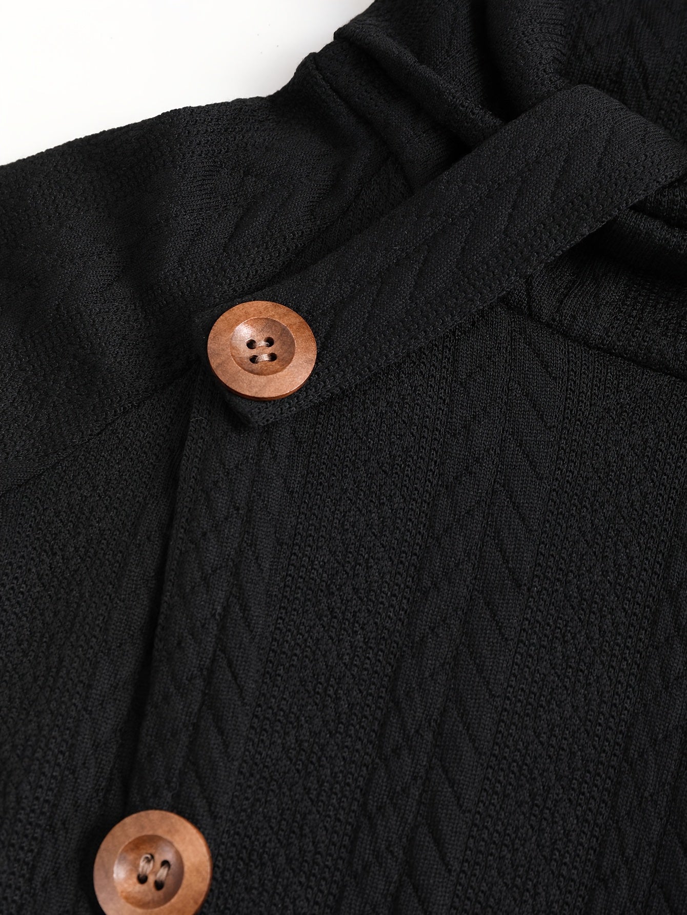 Women'S Casual Knit Cardigan, High Neck Asymmetrical Button Detail, Solid Color Polyester 95% Spandex 5% Long Sleeve Top for Fall/Winter