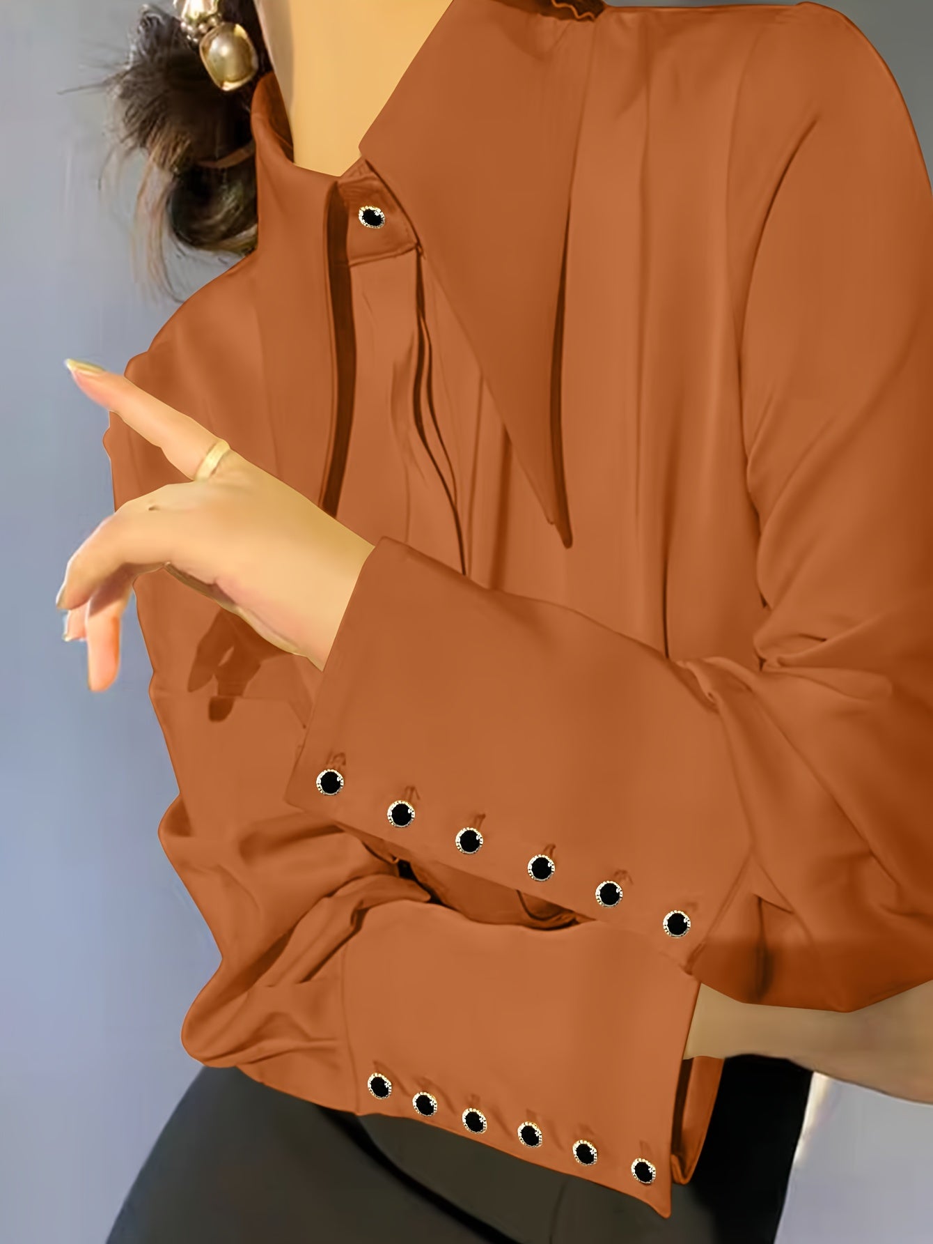 Women's Solid Color Lapel Casual Long Sleeve Shirt