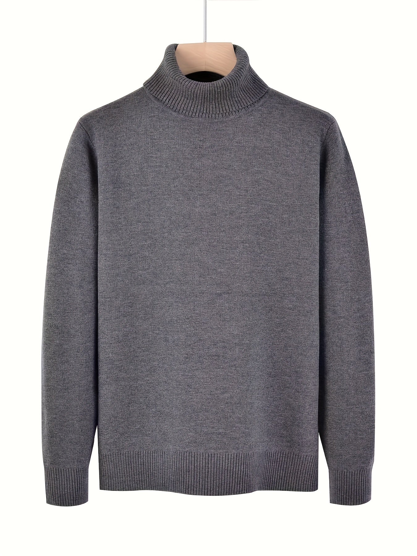 1 Basic Men's Turtleneck Sweater - Solid Color Winter Warm, Stretchy and Breathable, Casual and Formal Elegant Sweater, Black, White, Grey for Casual and Formal Occasions