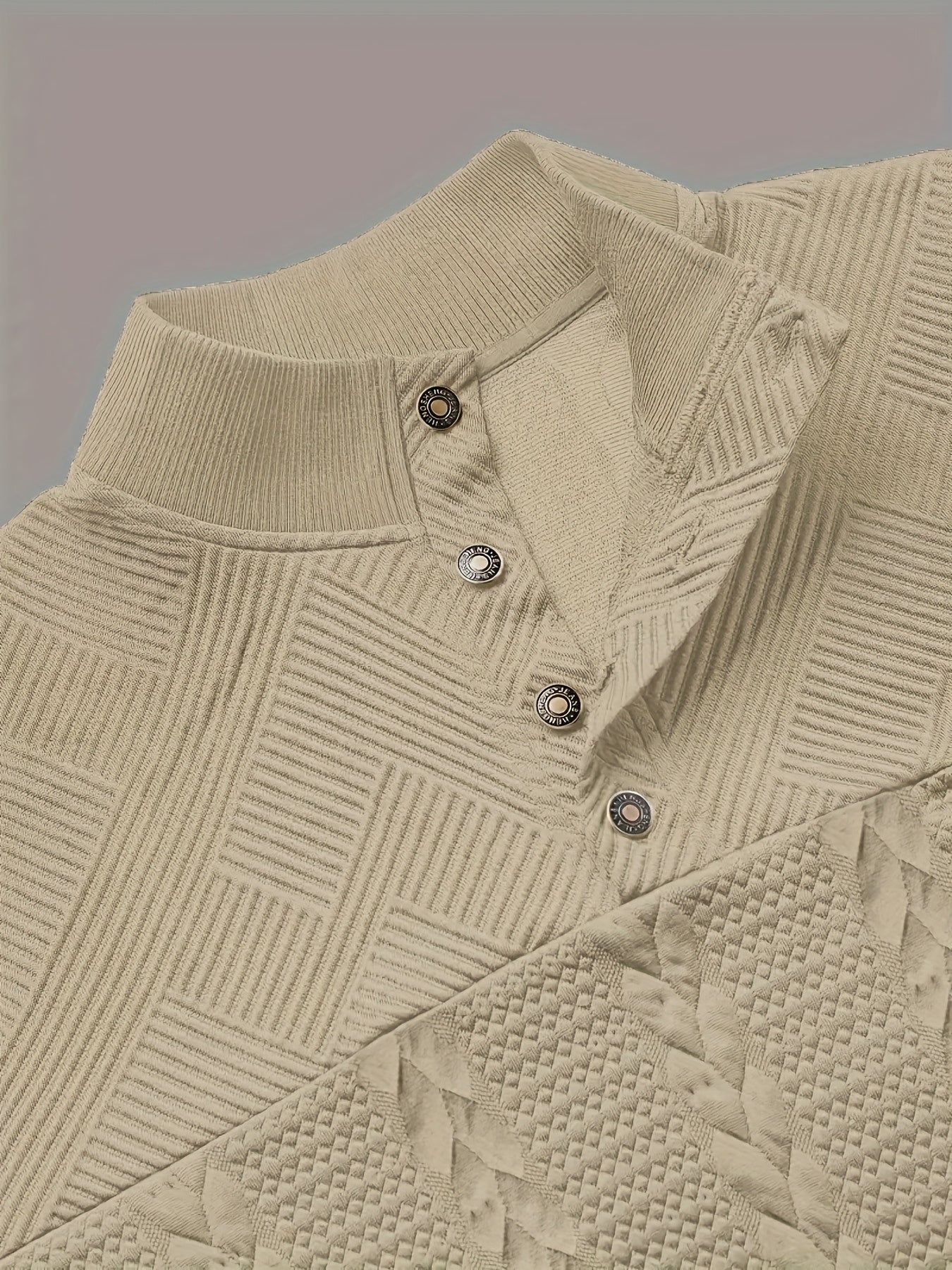 Men'S Jacquard Henley Shirt - Soft Stretch Long Sleeve Pullover with Button Front, Casual Knit Sweater for Fall/Winter, & Striped Design, Regular Fit Outdoor & Casual Attire, Winter Casual Wear | Striped Knitwear | Jacquard T