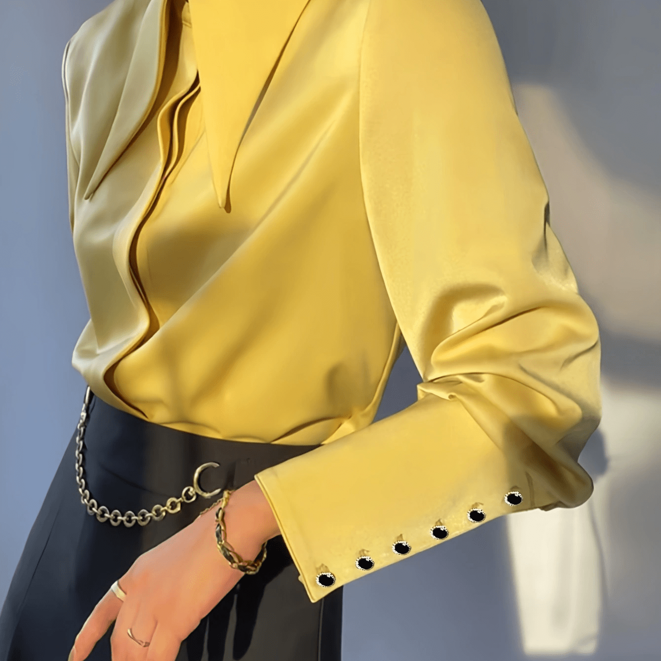 Women's Solid Color Lapel Casual Long Sleeve Shirt