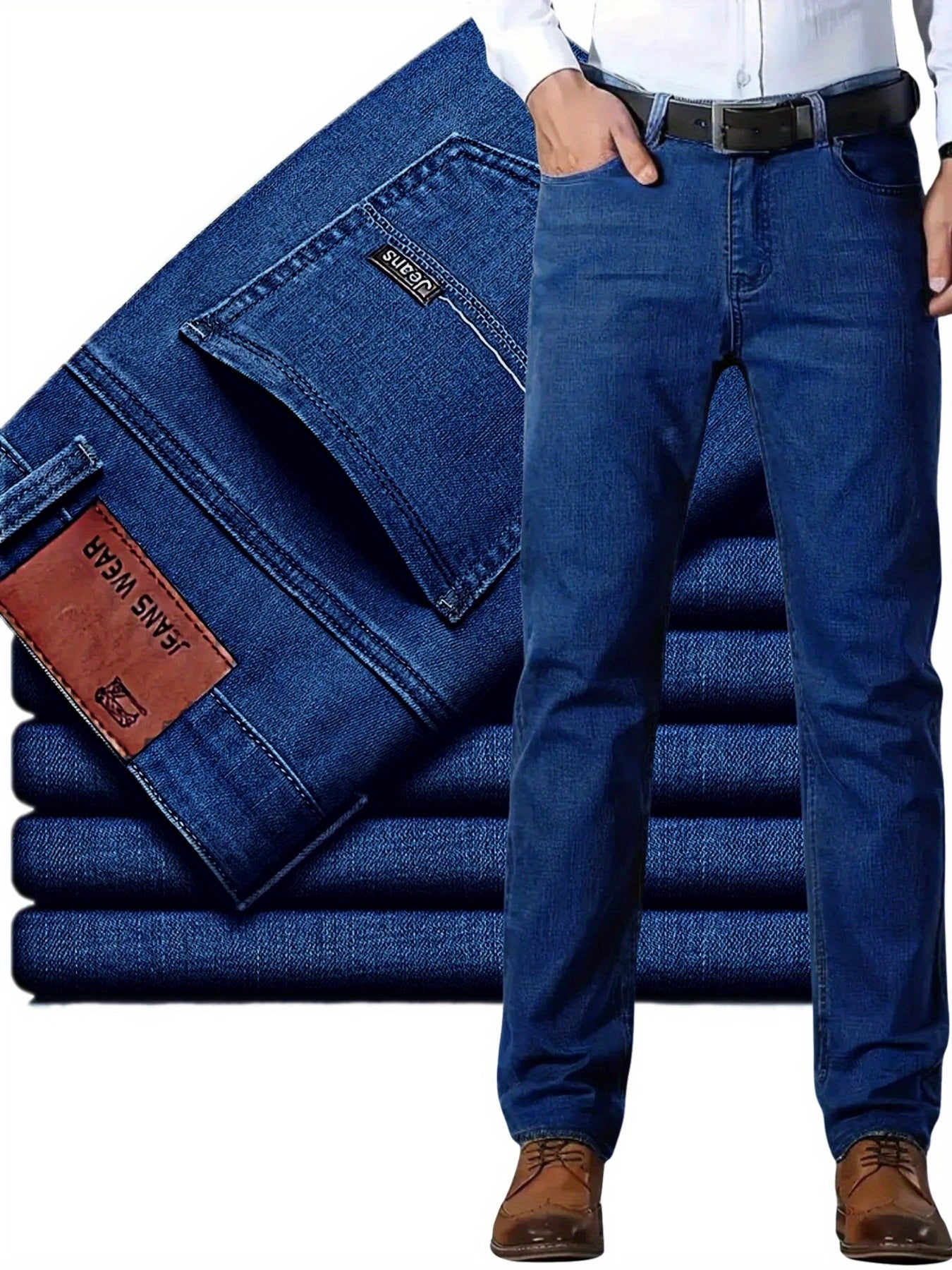 Plus-Size Men'S Comfortable High-Quality Denim Trousers, Suitable for Business, Featuring Stretch, Durability, And Sweat Absorption, Plus Size