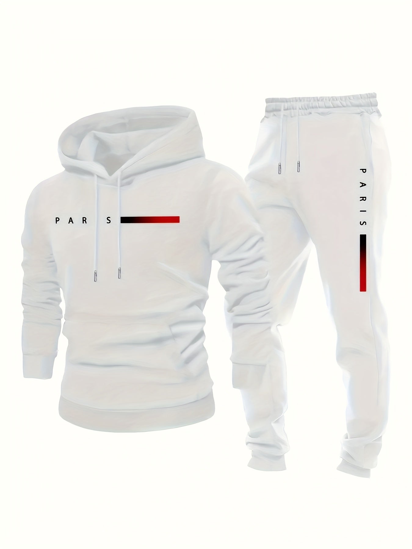 Inspired Fashion Plus Size Men's Two-piece Suit with Graphic Print, Hooded Sweatshirt And Trousers, Thickened Fleece, Casual Style, Fitted Hoodie, PLUS SIZE