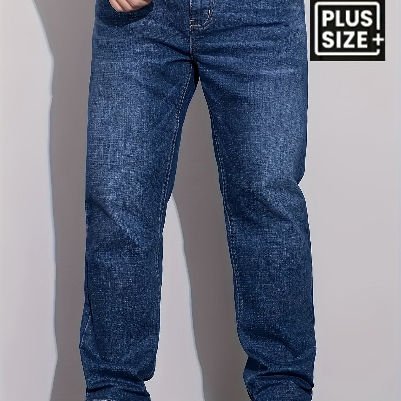 [HME] Men'S Simple And Casual Denim Trousers, Classic Five-pocket Style, Retro Washed Craftsmanship, Mid-waist Elastic Straight-leg Pants, Built-in YKK Zipper Closure, Essential Men'S Plus-size Jeans For Fashionable And Casua