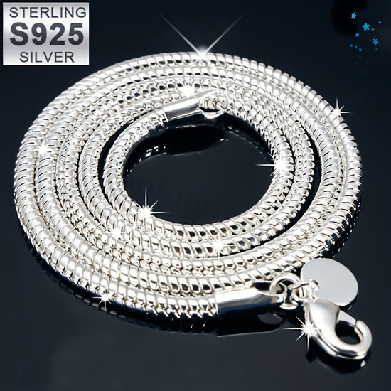 An elegant snake bone chain 925 sterling silver necklace, a must for Valentine&