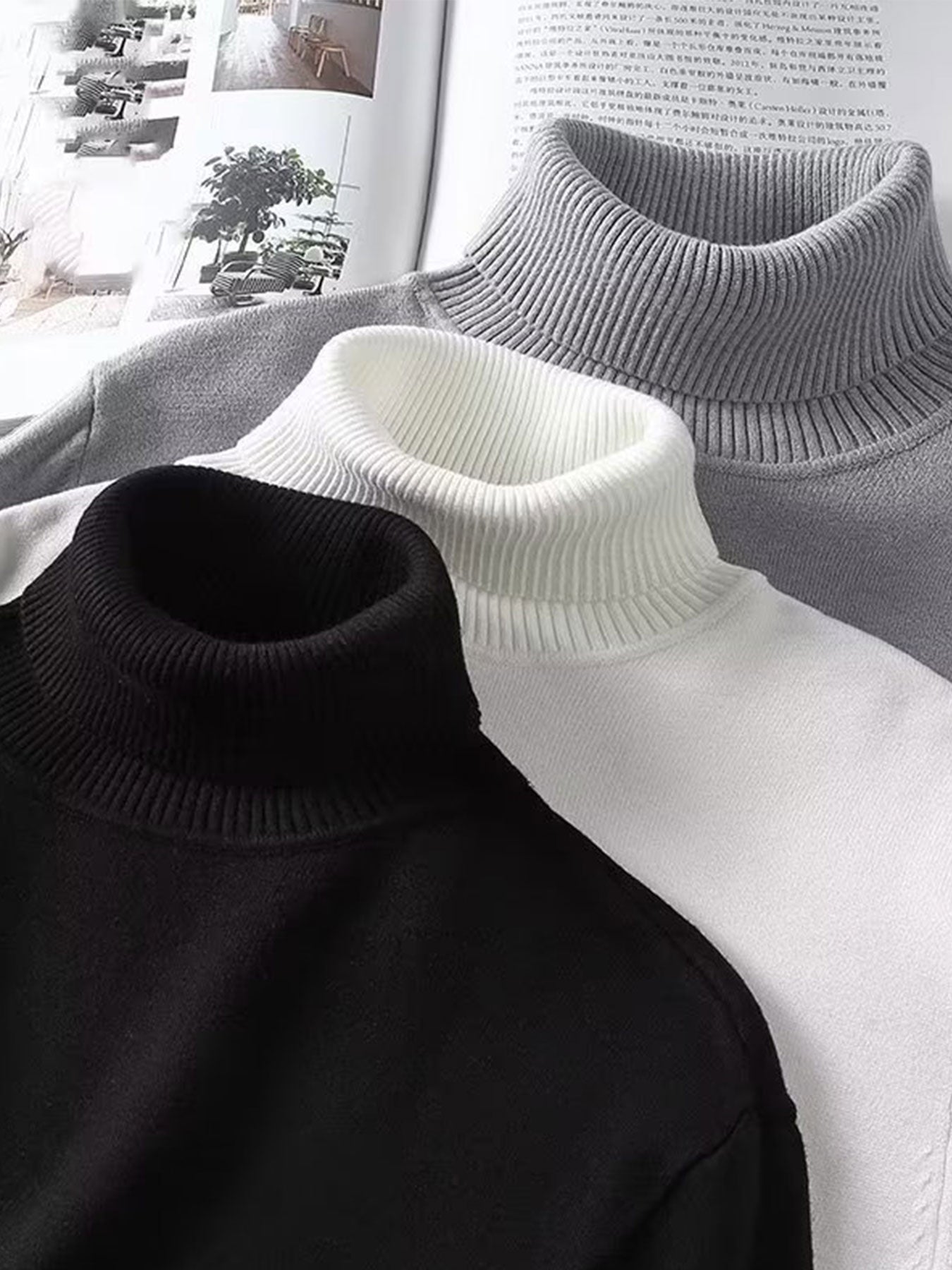 1 Basic Men's Turtleneck Sweater - Solid Color Winter Warm, Stretchy and Breathable, Casual and Formal Elegant Sweater, Black, White, Grey for Casual and Formal Occasions