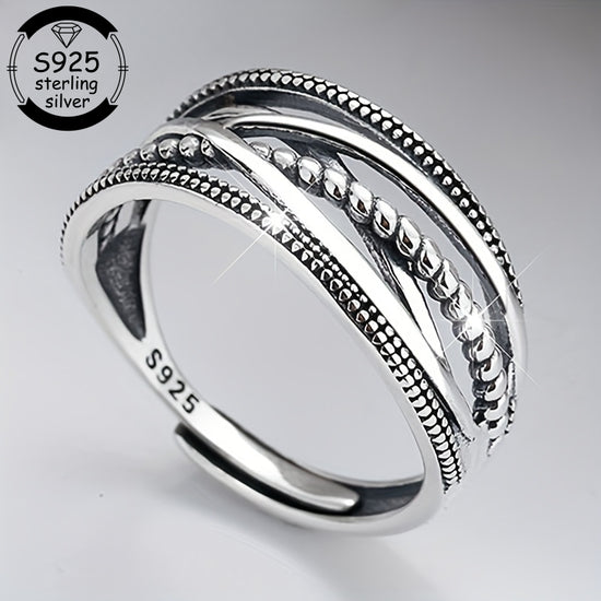 1pc 925 Sterling Silvery Adjustable Ring, Simple Design Perfect for Summer Beach Weddings, Casual Attire, Weddings, Beach Vacations, Ramadan, and Mother&
