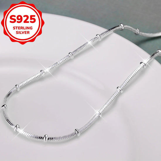 S925 Silver - Fashionable and Elegant Bead Connected High-End Necklace - Versatile in Clothing - Suitable for Daily Parties as a Gift with Personality
