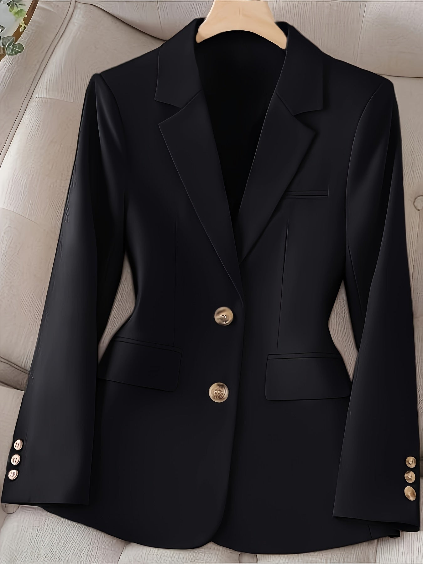 Women's Elegant Blazer - Business & Formal Attire, Structured H-Silhouette Jacket with Notch Lapel, Non-Stretch Office Coat for Professional, Wedding, or Everyday Outfits - Spring/Fall/Summer Jacket, Blazer Or Dress Jacket, P