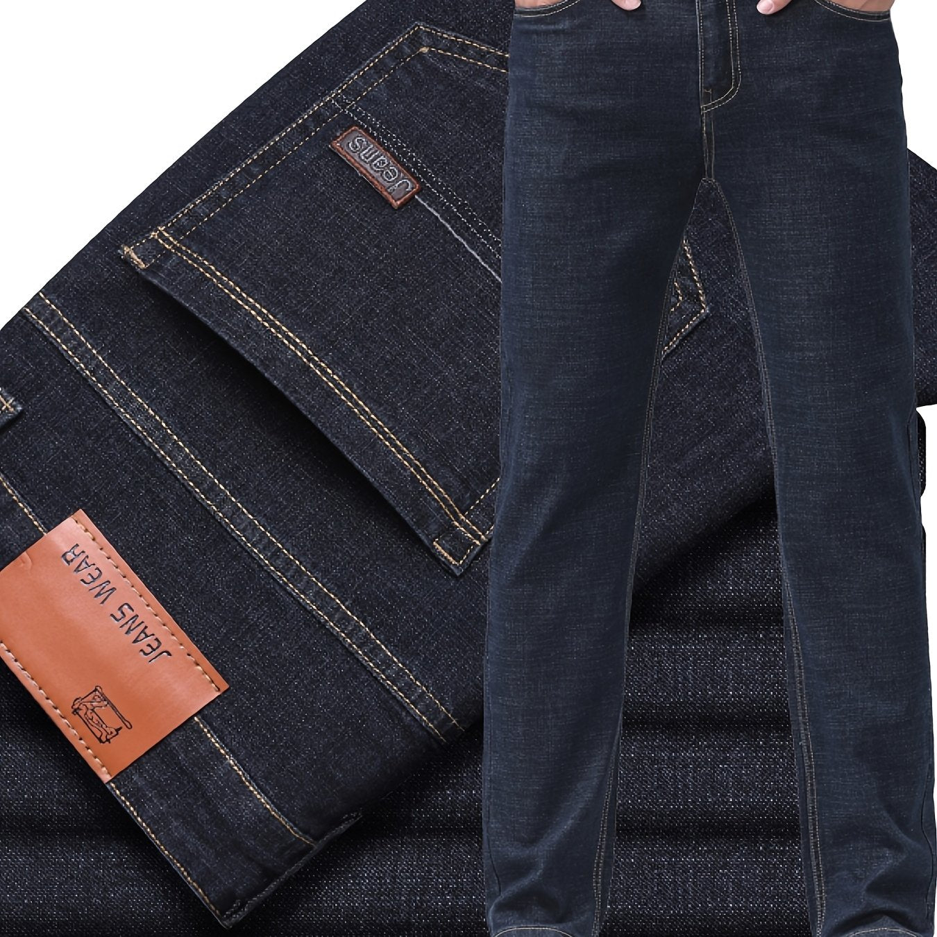 Plus-Size Men'S Comfortable High-Quality Denim Trousers, Suitable for Business, Featuring Stretch, Durability, And Sweat Absorption, Plus Size