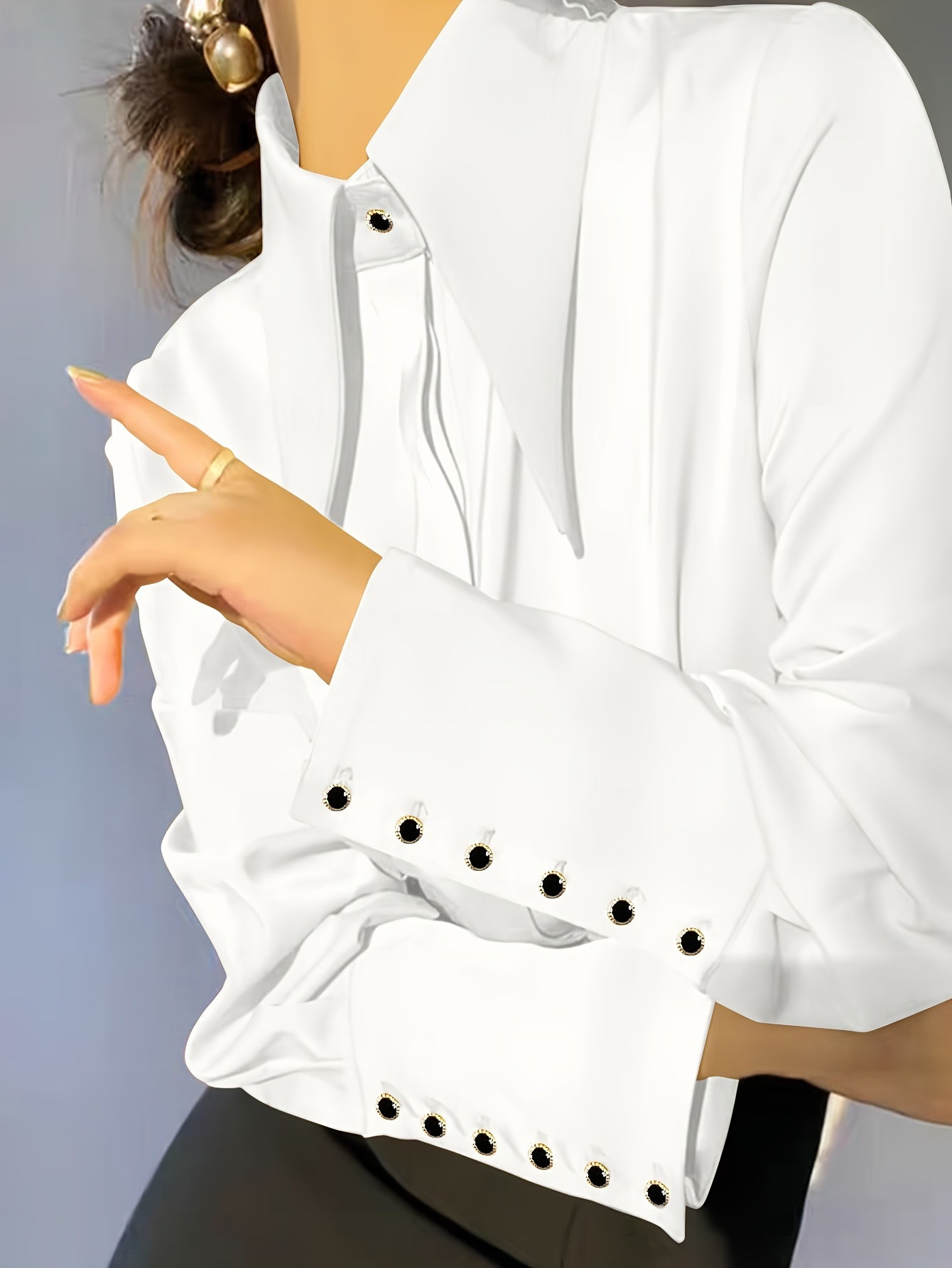 Women's Solid Color Lapel Casual Long Sleeve Shirt