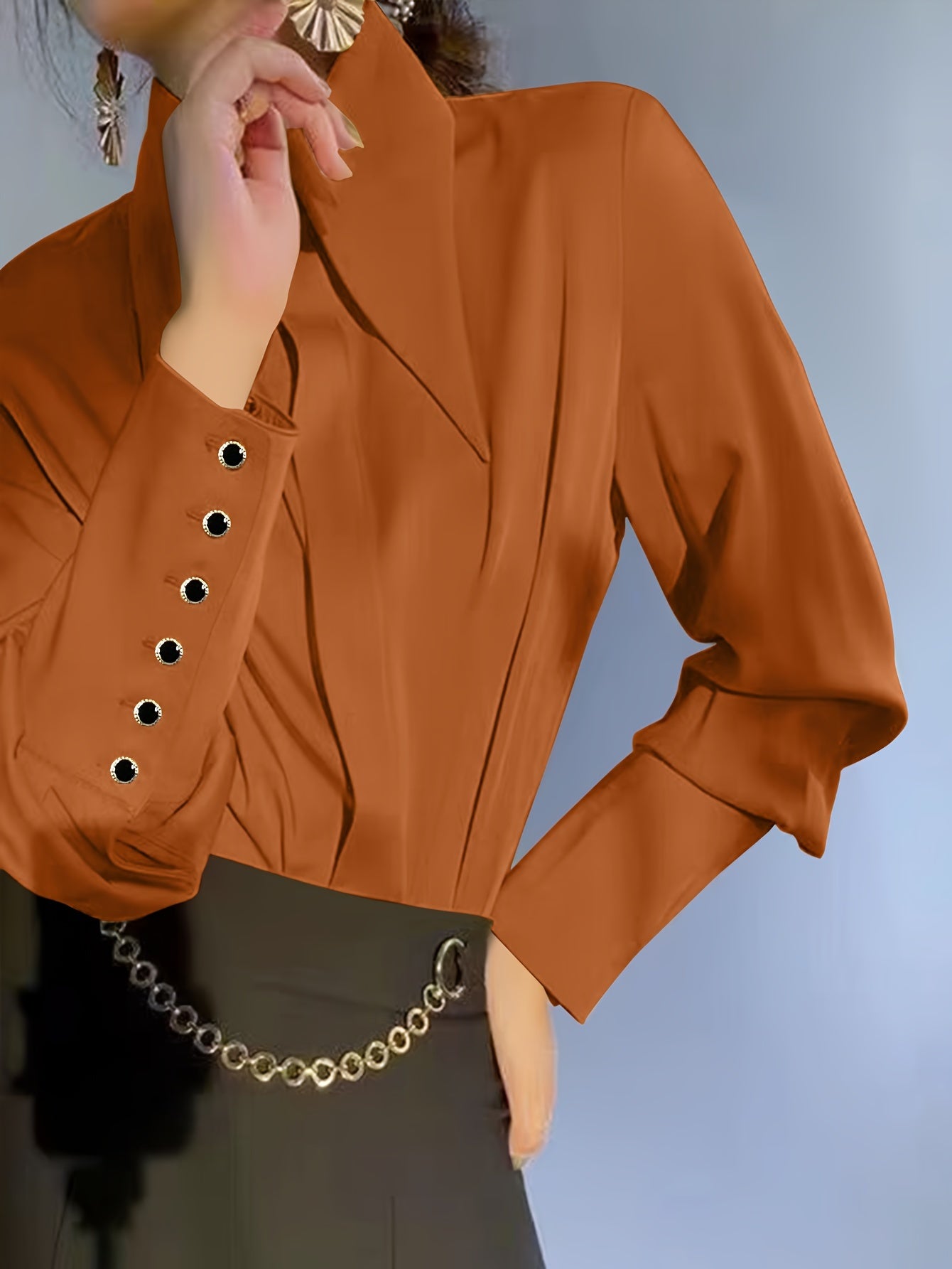 Women's Solid Color Lapel Casual Long Sleeve Shirt