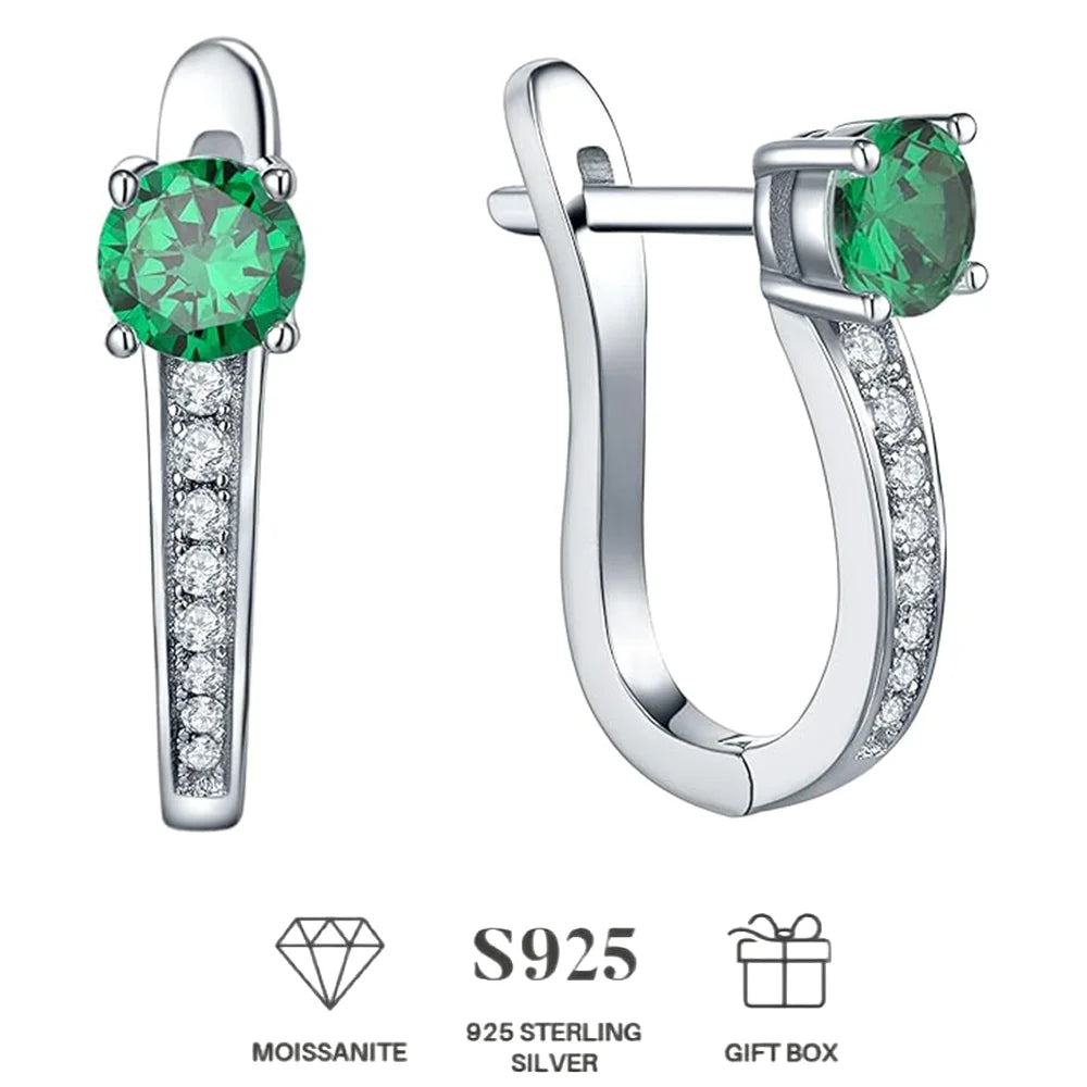 925 Sterling Silver Post Mozambique diamond Huggie Earrings | Small Gold Hoop Earrings for Women | CZ Stud Cuff Earring