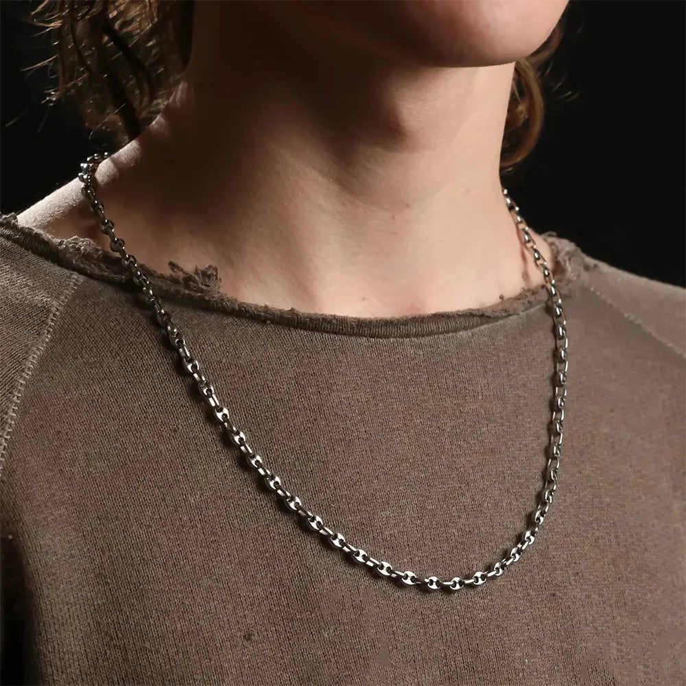 Coffee Bean Chain Necklaces for Women |  Silver | Women's Trendy Layering Necklaces | Choose Width and Length |