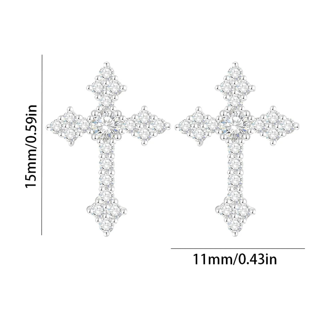 925 Sterling Silver cross Earrings  Cartilage Earrings Studs for Women Men Hypoallergenic Jewelry