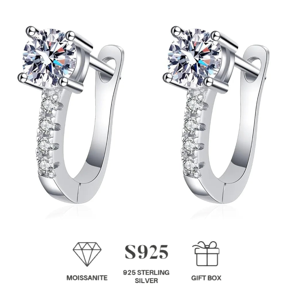 925 Sterling Silver Post Mozambique diamond Huggie Earrings | Small Gold Hoop Earrings for Women | CZ Stud Cuff Earring