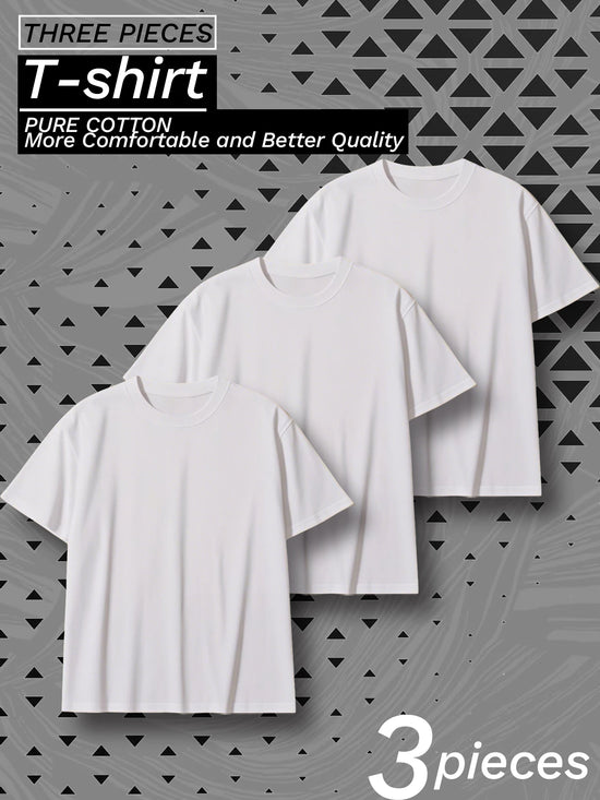 3 Piece White Cotton Short Sleeve Men&