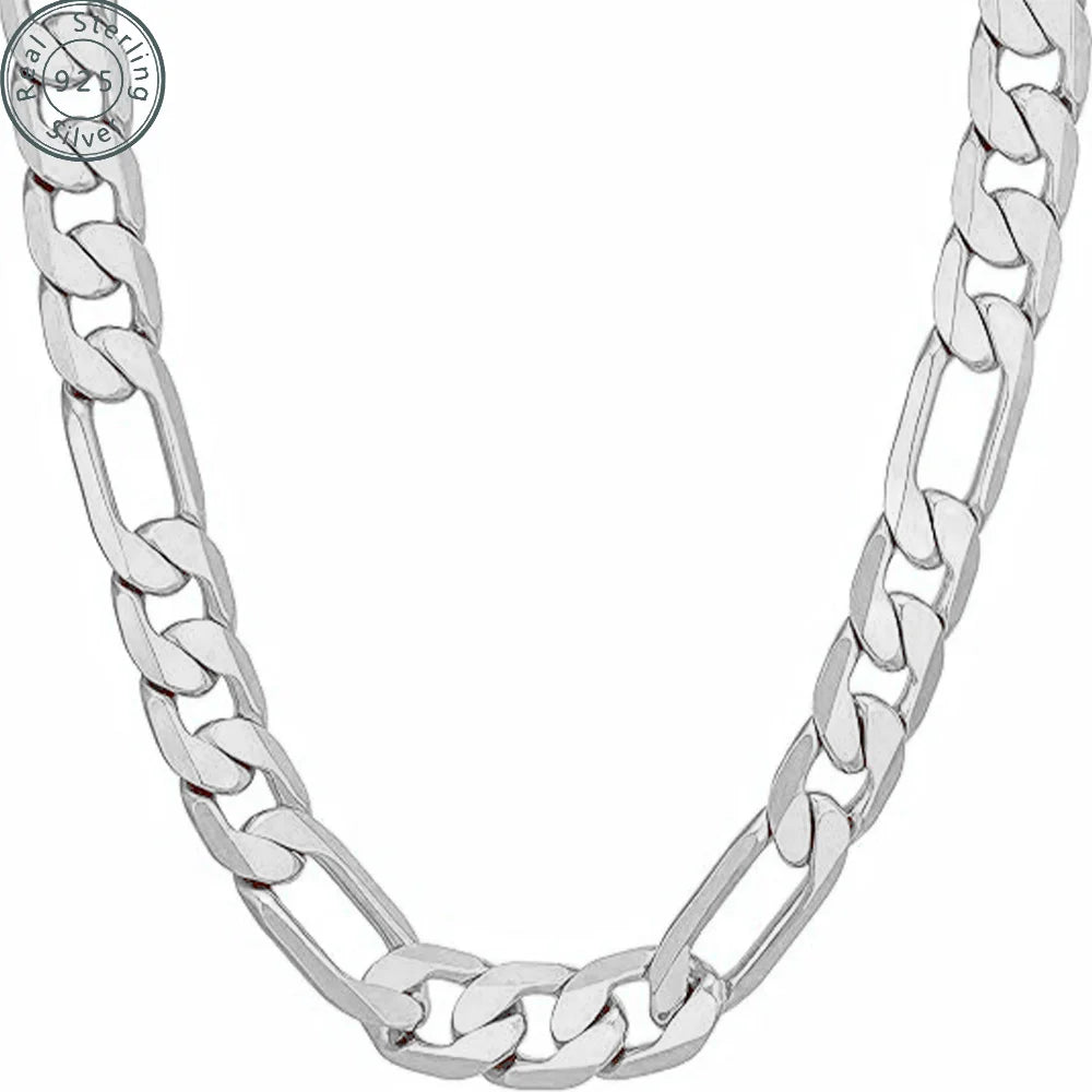 3.5mm，5mm，7mm Figaro Chain Necklace Diamond Cut 18k Real Gold Plated