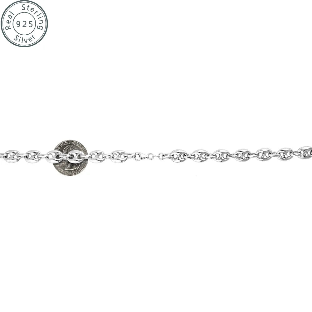 Coffee Bean Chain Necklaces for Women |  Silver | Women's Trendy Layering Necklaces | Choose Width and Length |