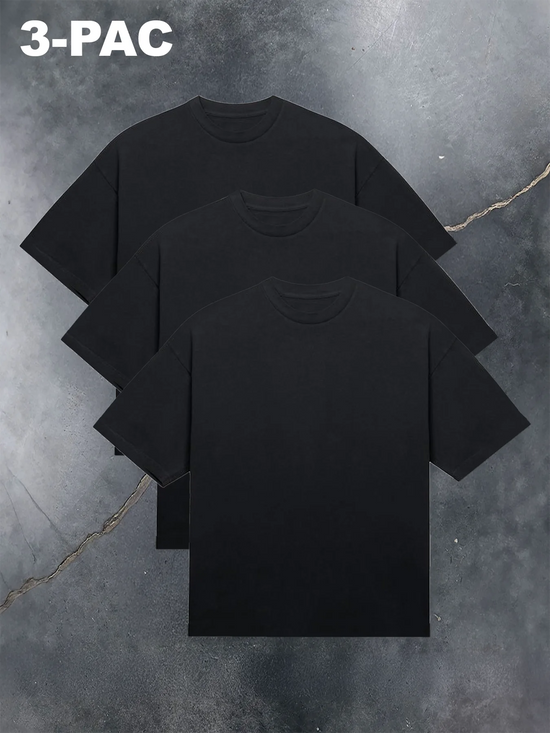 3 Piece Black Cotton Short Sleeve Men&