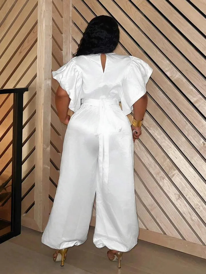 【2025 Summer New】Fashion Top & High Waist Straight Sweatpants Set for Women - Casual Tracksuit Two Piece Outfit | Solid Color/P