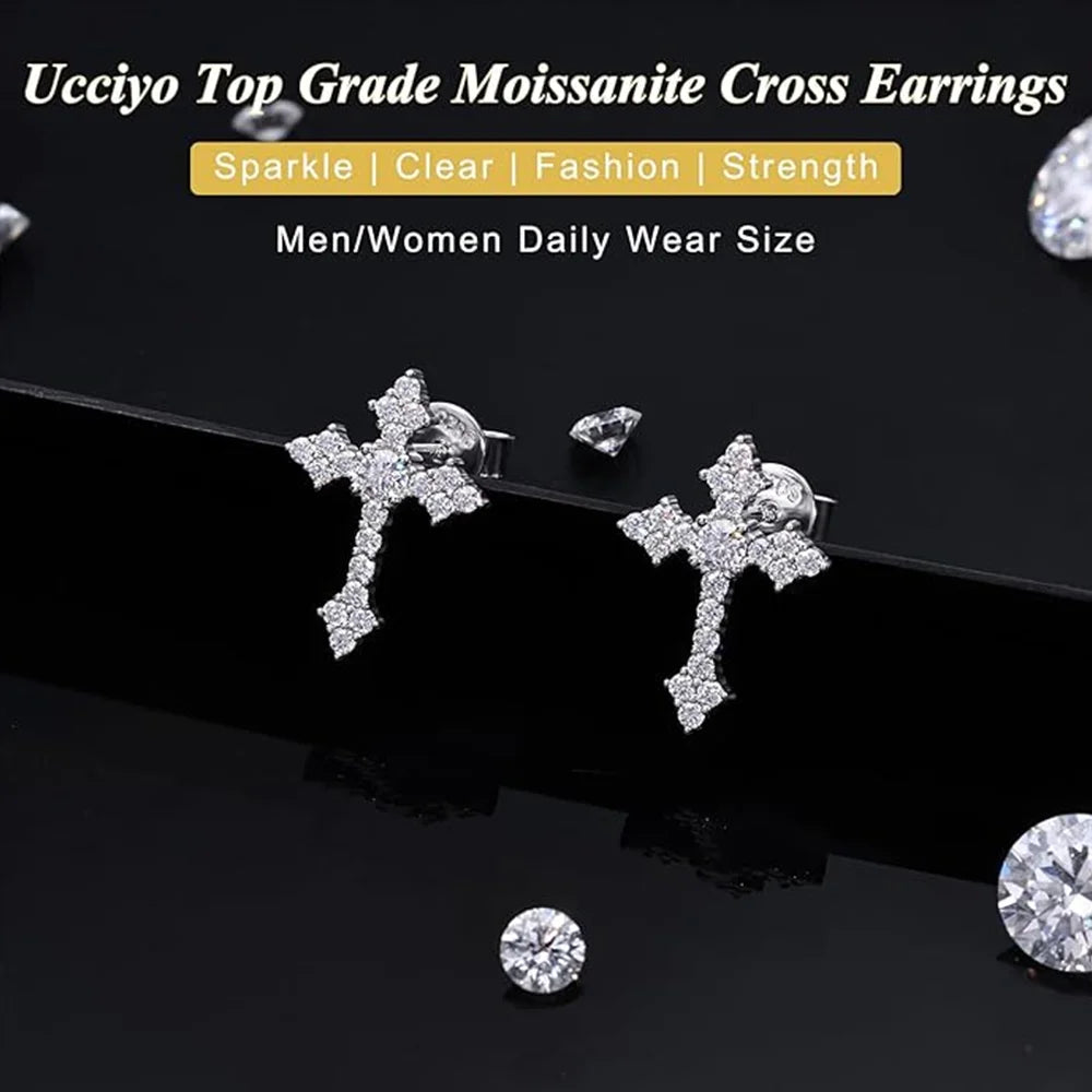 925 Sterling Silver cross Earrings  Cartilage Earrings Studs for Women Men Hypoallergenic Jewelry