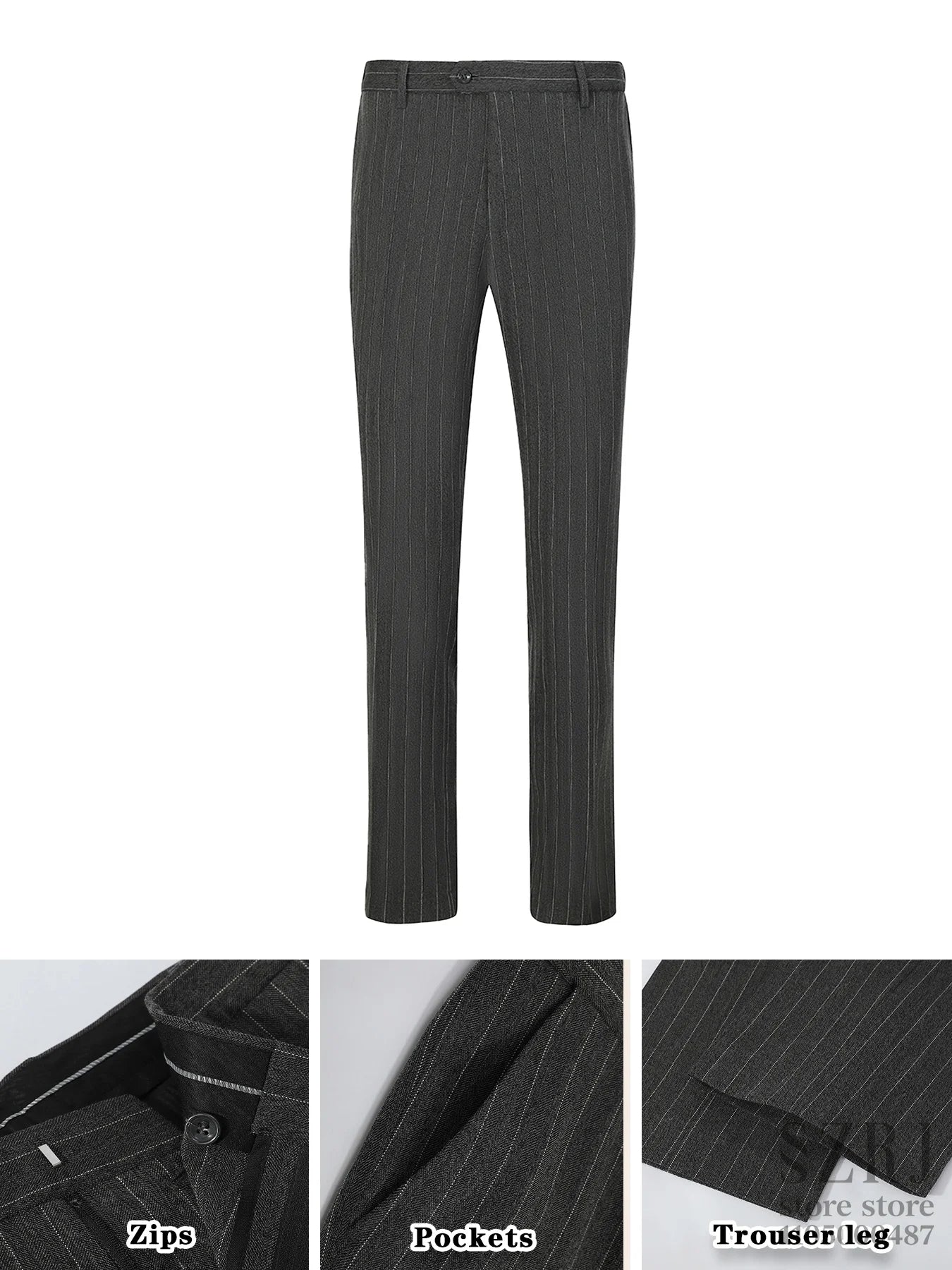 Men's Vertical Striped 3-Piece Suit - Two-Button Jacket+Vest+Pants for Wedding/Business/Daily Wear