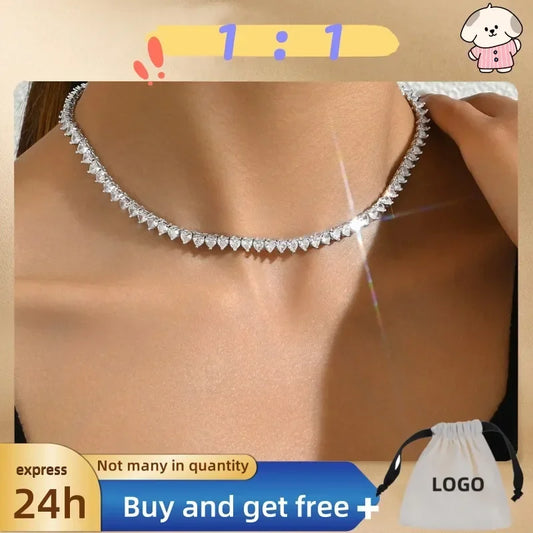 Fashionable Light Luxury Long Necklace, Female Personality, Diamond Arrangement, Niche Design