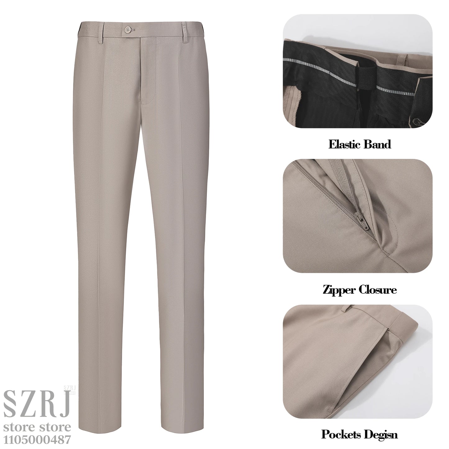 Men's 4-Piece Suit: Jacket+Vest+Pants+Blue Spotted Tie.Gentleman Style, Premium, Tailored. For Business, Parties, Weddings.