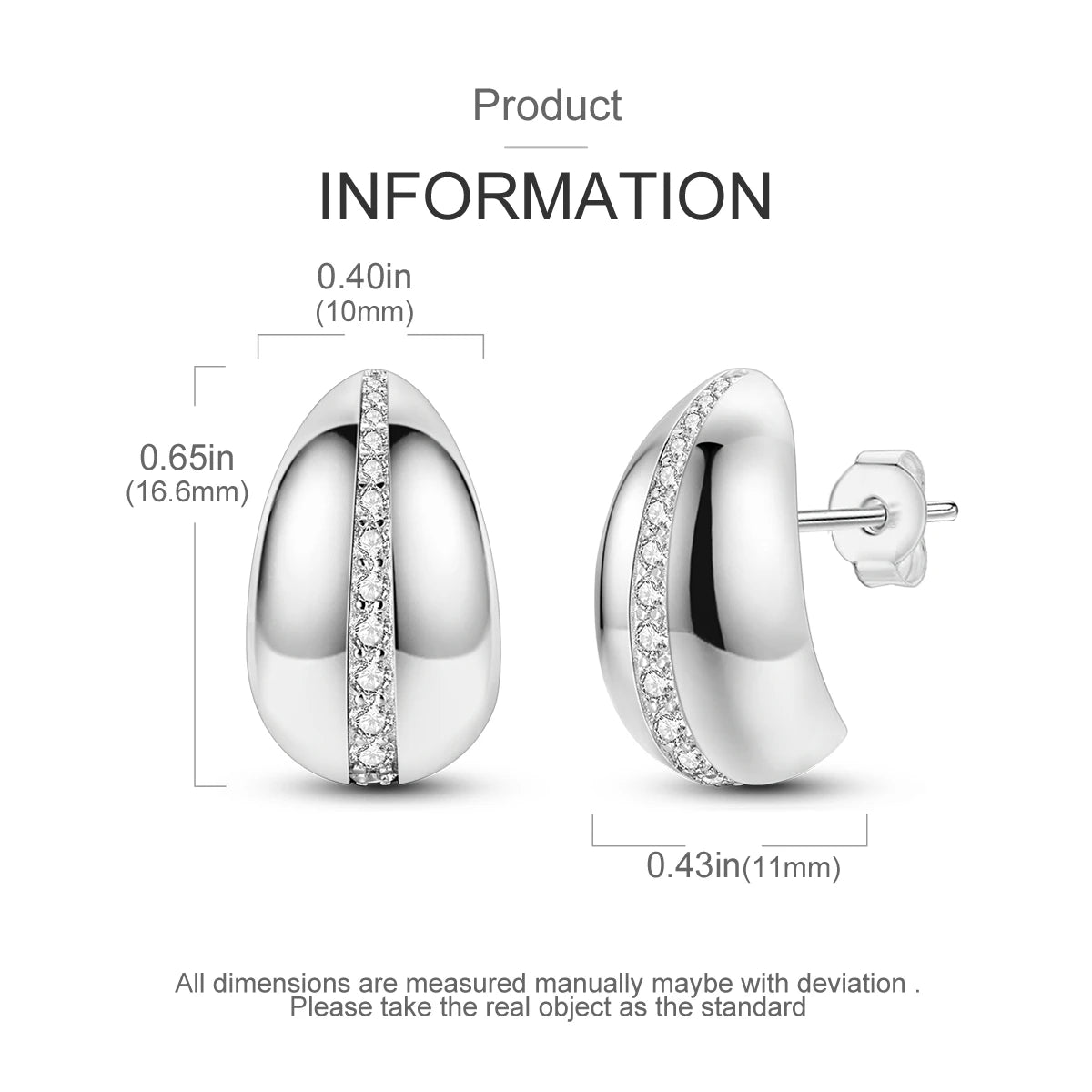 925 Sterling Silver Minimalist Droplet Shape Series Stud Earrings Zircon For Women Exquisite Daily Wear Jewelry Accessories Gift
