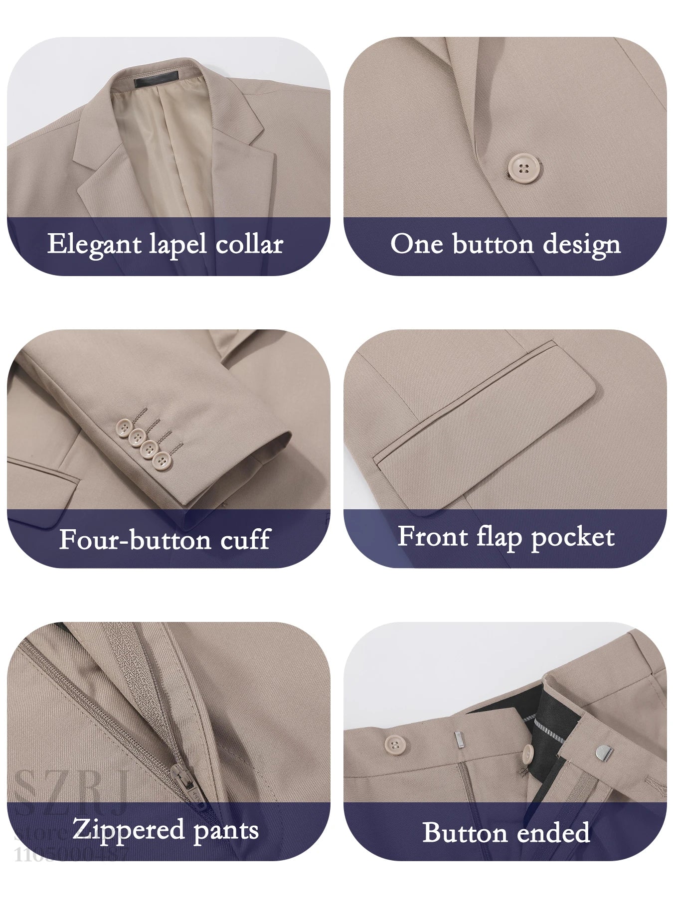 4pcs Men's Formal Suit Set: Tuxedo, Vest, Pants, Belt with .Classic Elegant Attire for Business, Party, Banquet, Job Interview