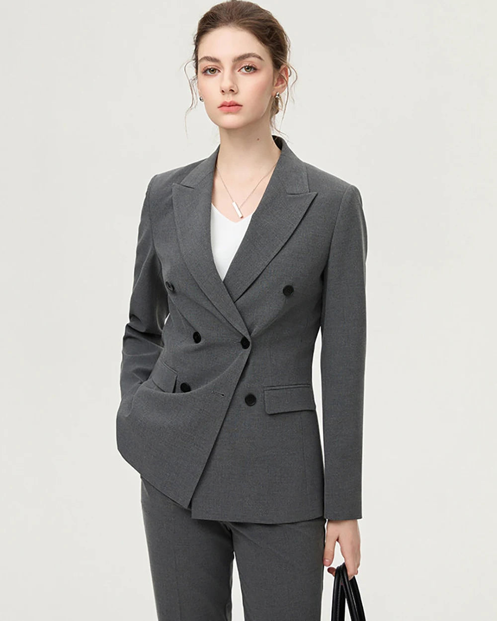 Fashion Classic Long Sleeved Triple-Breasted Women's Suit Luxury Business Jacket Two-Piece Set High-End And Elegant Slim Style