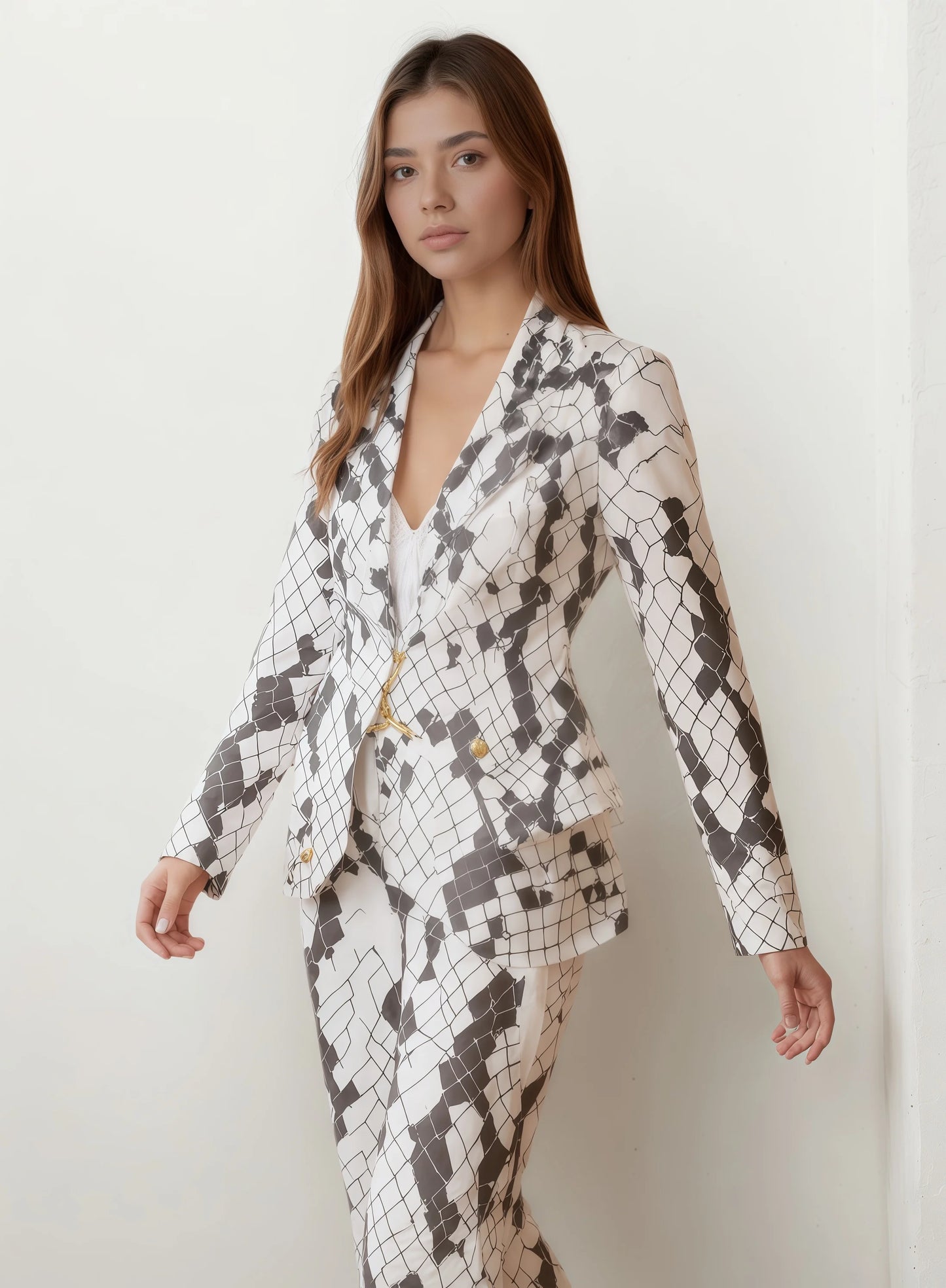 2025 New Casual Fashion Set Women's Suit Set Snake Skin Printed Set Elegant and Stylish Spring and Autumn Edition