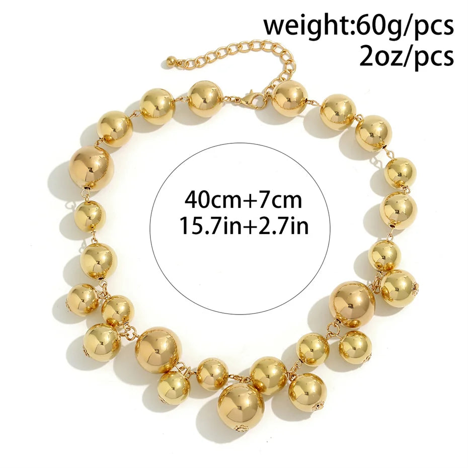 Exaggerated Acrylic CCB Big Ball Bead Chain Necklace for Women Wed Vintage Chunky Clavicle Chain Grunge Jewelry Steampunk Men