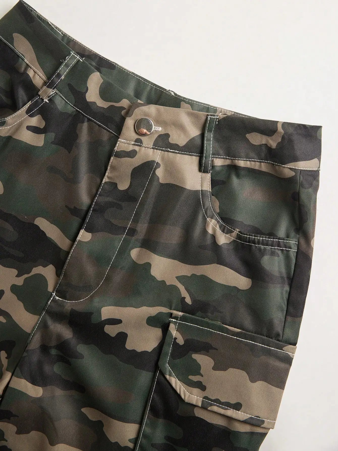 2025 Newest Camouflage Cargo Pants Women's High Waist Wide Leg Pants Loose Pants with Flat Pockets