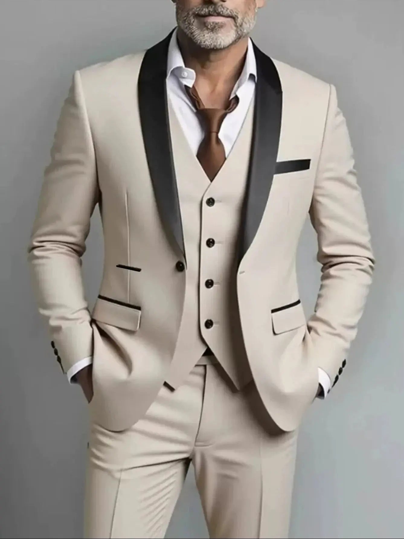 Men'S.Suit 3pcs Set,Jacket And Vest and Trousers, Fashionable Formal Wear, Suitable for Parties, Gatherings And Weddings.