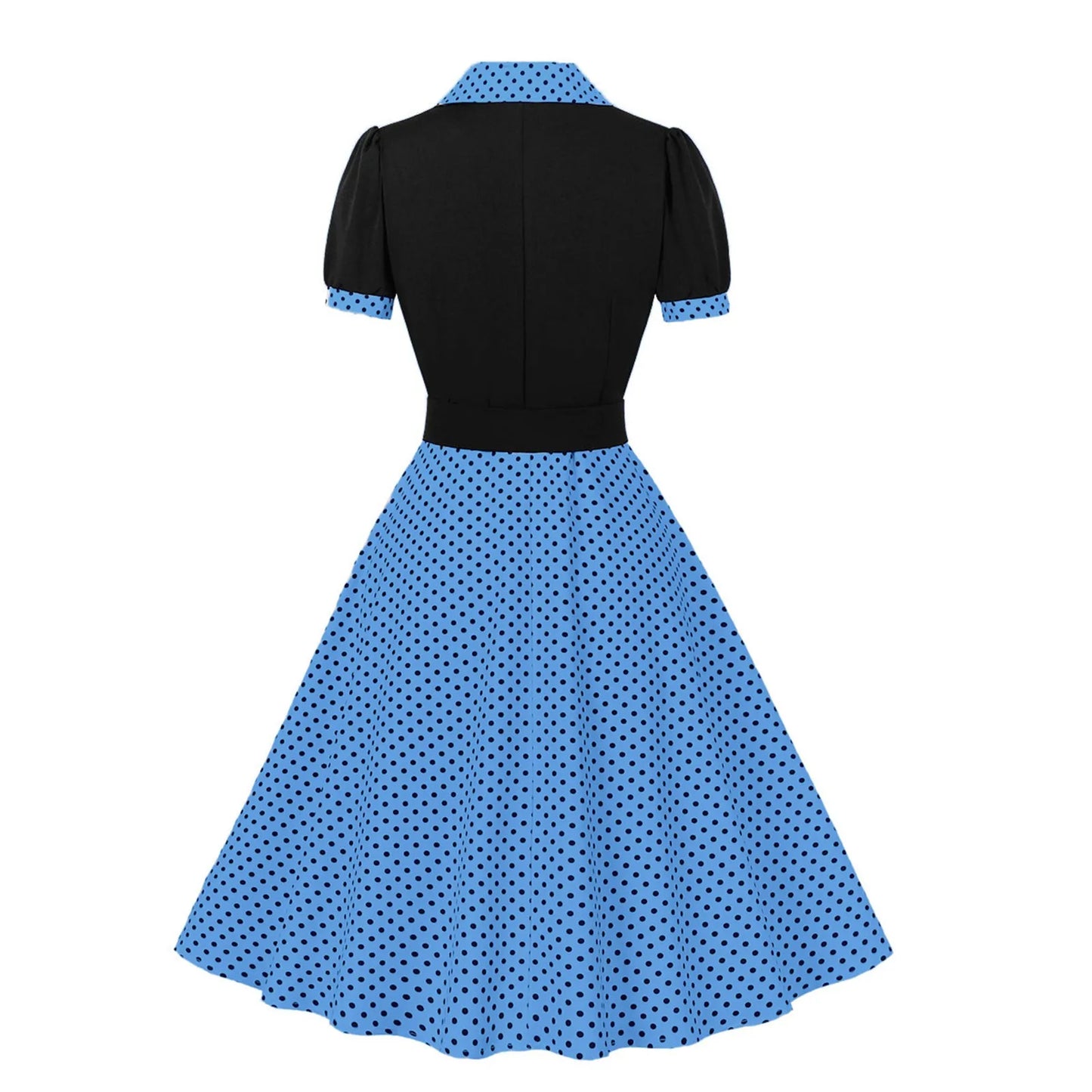Women'S Vintage Polka Dot Lapel  Short-Sleeved Belt Dress Vestidos Mujer Veranoa 2025 Robe Femme Dress Women Women Clothing