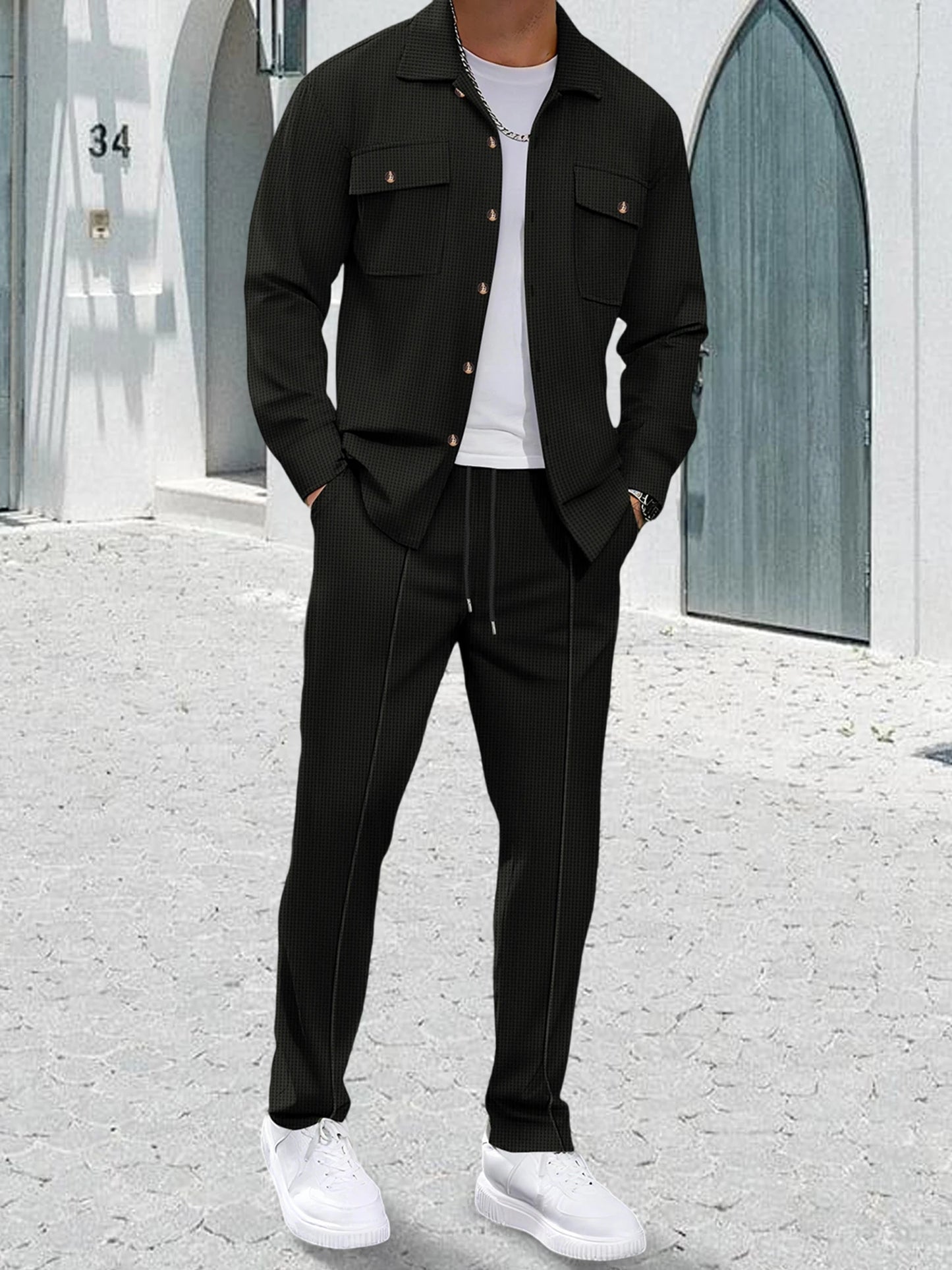 Men s 2-Piece Suit  Fit Blazer with Matching Trousers Formal Business Attire for Fall Events and Occasions