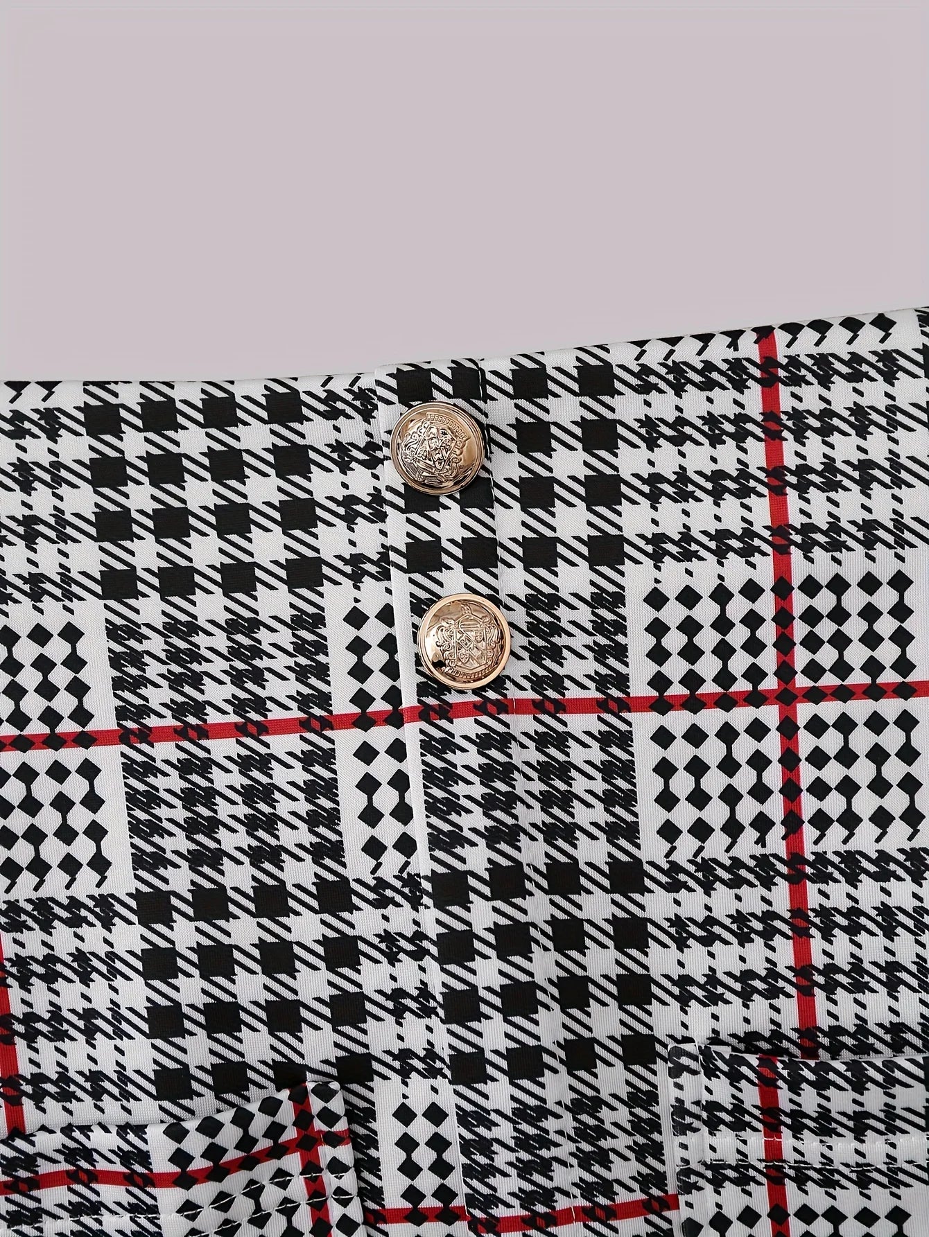 Ladies' suit dress with plaid buttons, elegant dress set, lapel long sleeved suit jacket, high waisted dress, women's clothing