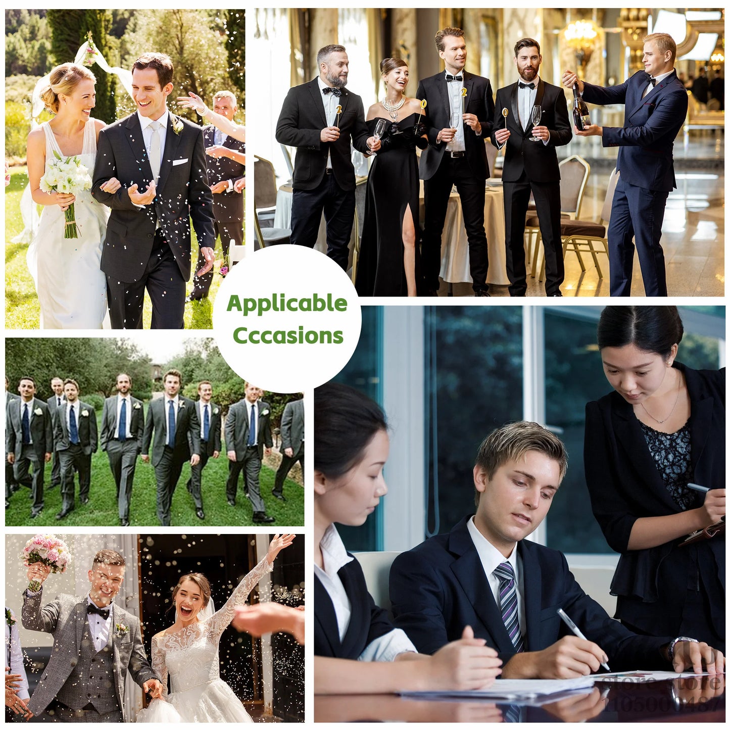 Men'S 4pcs Tuxedo Suit: Jacket, Vest, Dress Pants &Pocket Square