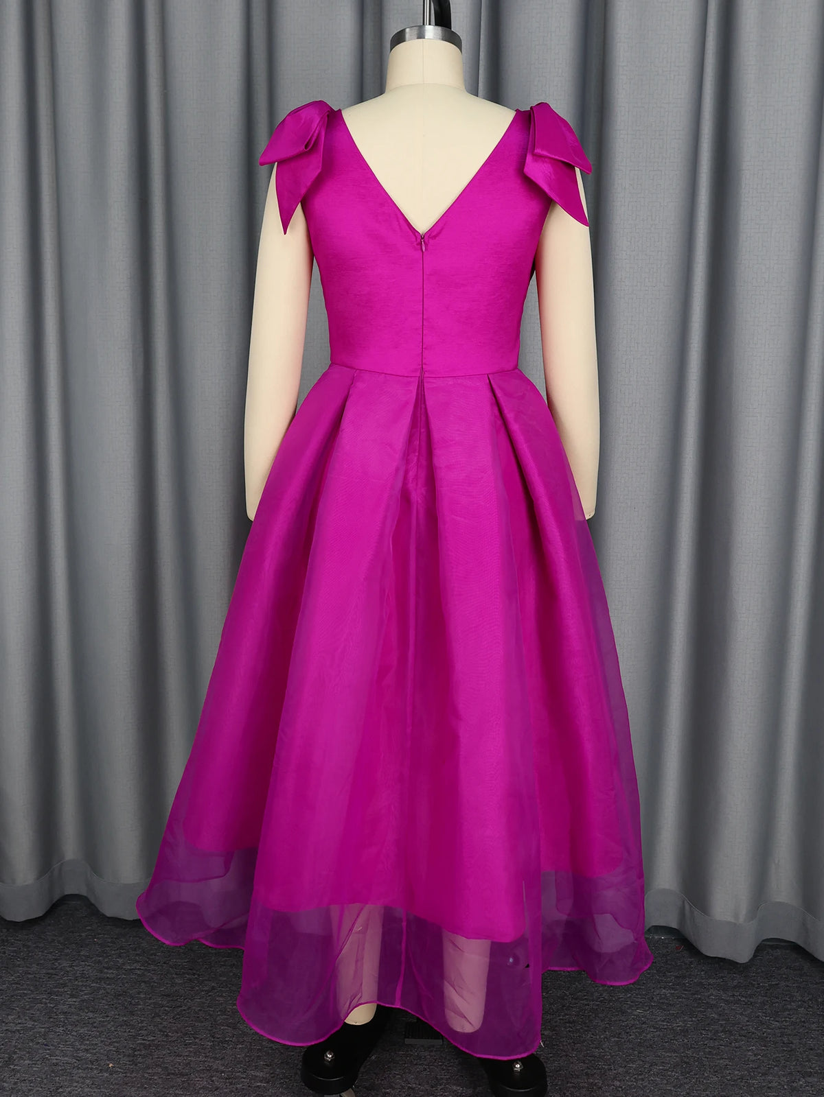 Elegant Shiny Party Dresses Bow Shoulder A Line Ankle Length Dress Women Formal Wedding Guest Evening Cocktail Semi Occasion
