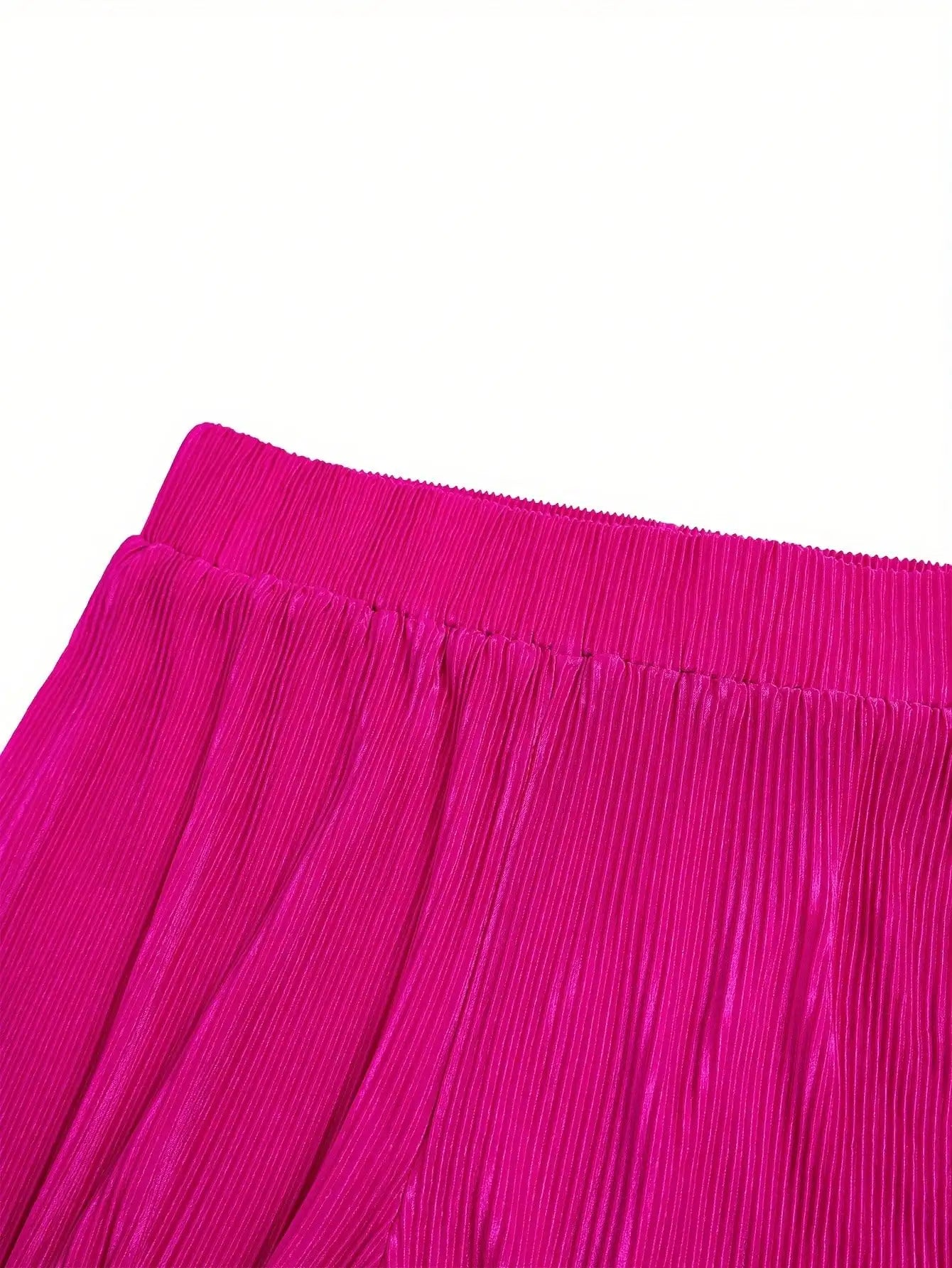 Women's Sexy Two-Piece Set - Long Sleeve Pleated V-Neck Wrap Crop Top & Wide Leg Pants (Streetwear)