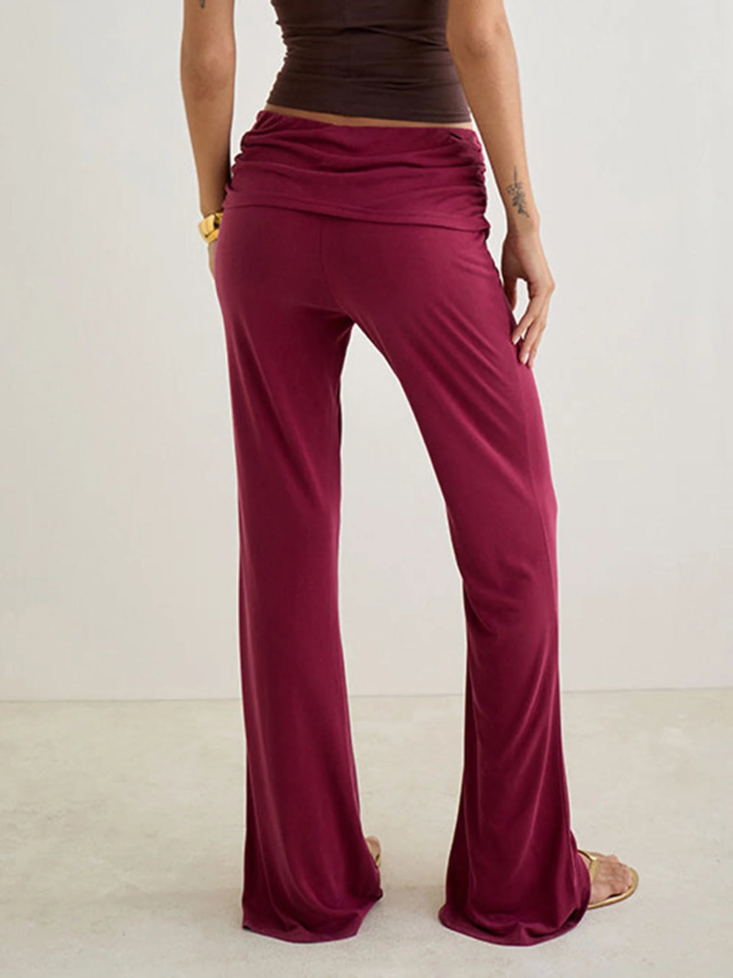 Women s High Waisted Wide Leg Pants Elegant Flare Trousers for Formal Events and Office Wear