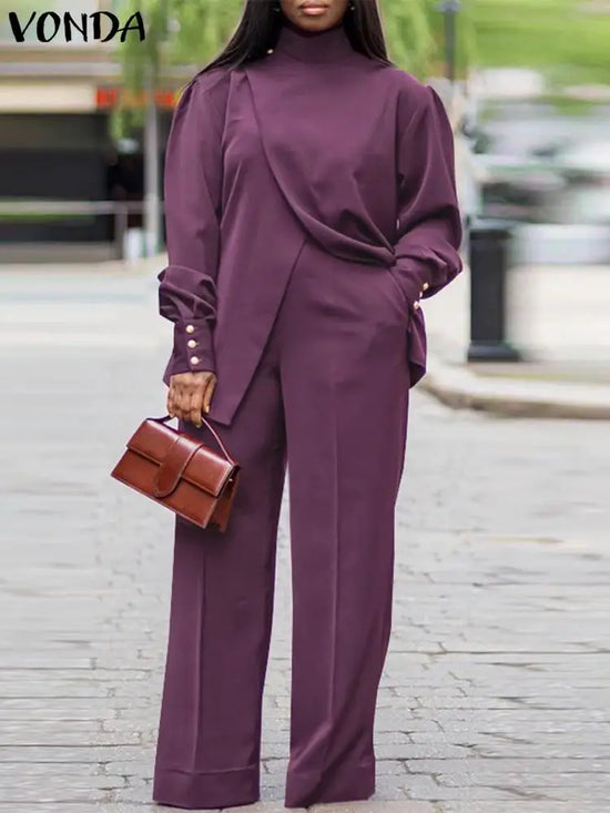 plus size autumn high neck suit