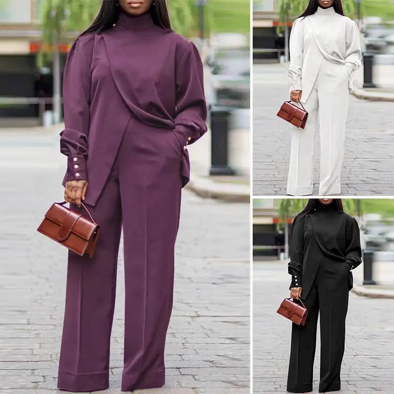 plus size autumn high neck suit