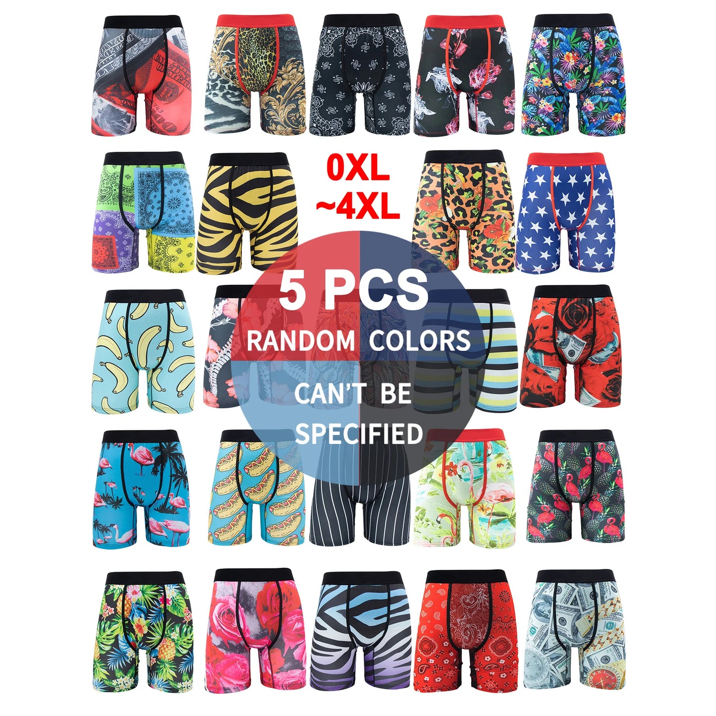 Fashion Print Men Underwear Boxer Cueca Male Panties Lingerie Men Underpants Boxershorts Trunks Plus Size XL-5XL Men's Boxers