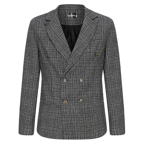 Men s Classic Plaid Print  Fit Blazer Jacket with Notched Lapel and Two Button Closure for Fall Fashion Comfort