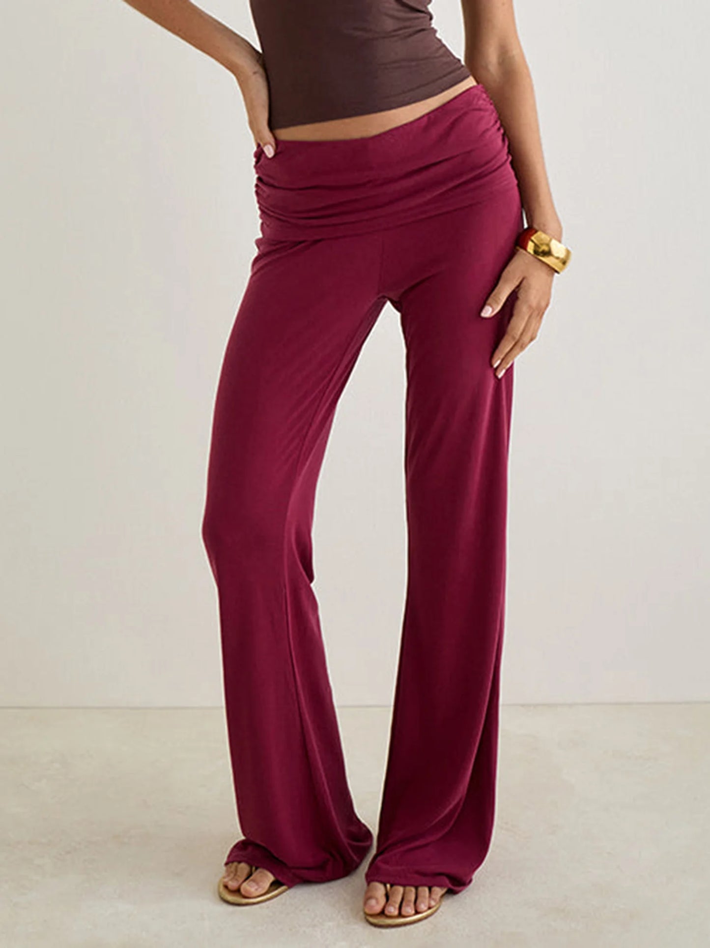 Women s High Waisted Wide Leg Pants Elegant Flare Trousers for Formal Events and Office Wear